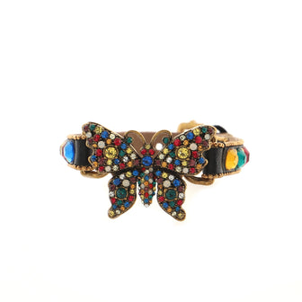 Gucci Butterfly Bracelet Crystal Embellished Leather