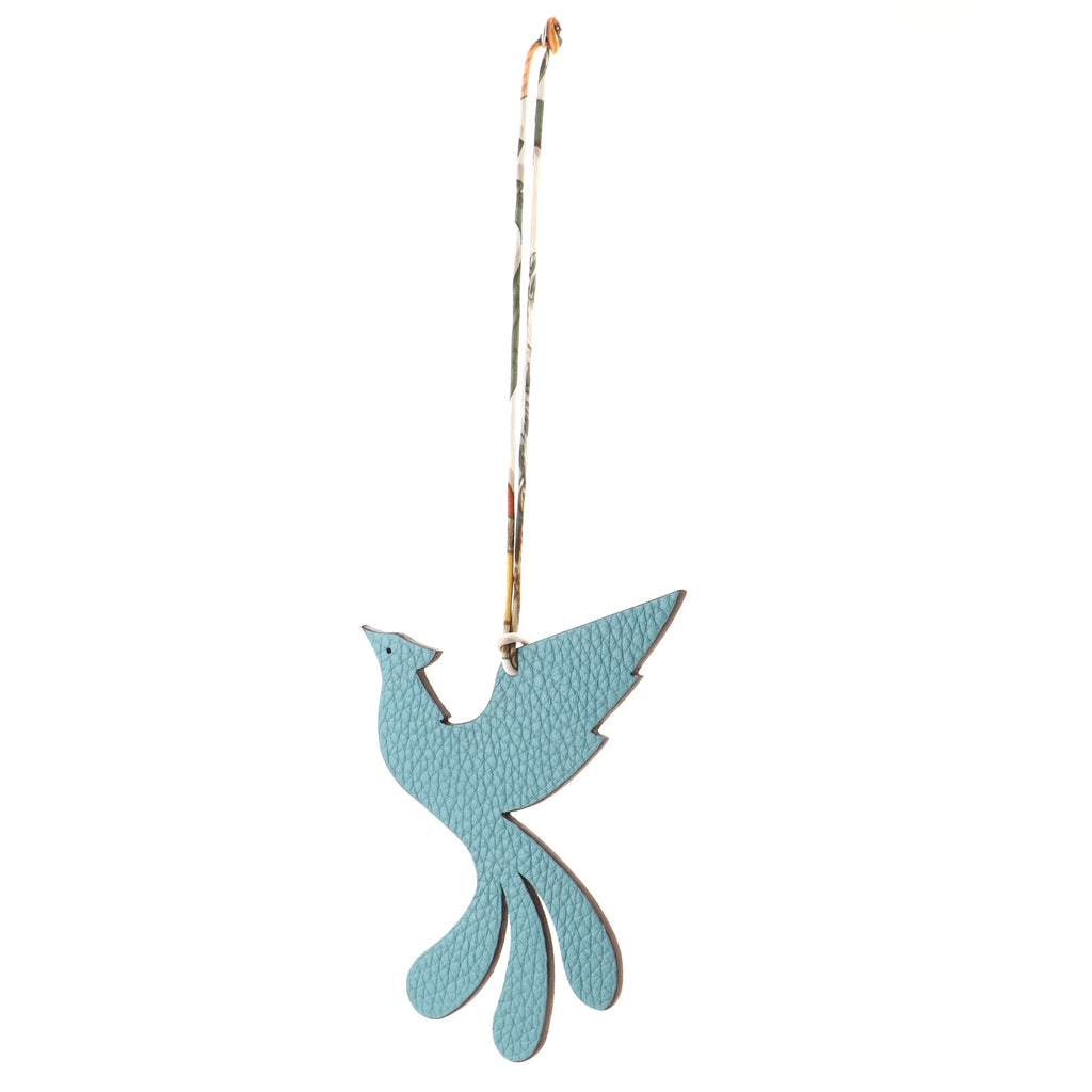 Hermes Petit H Phoenix Bag Charm Leather Blue 1132011