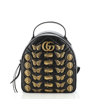 Gucci GG Marmont Backpack Embellished Matelasse Leather Small