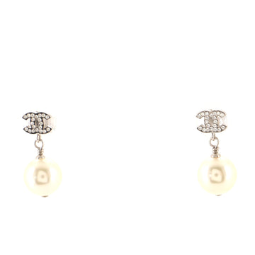 Chanel CC Drop Earrings Metal with Crystal and Faux Pearl