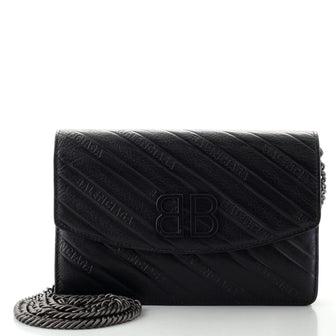 Balenciaga BB Chain Wallet Embossed Leather