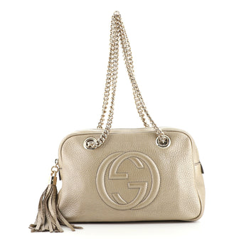 Gucci Soho Chain Zip Shoulder Bag Leather Small