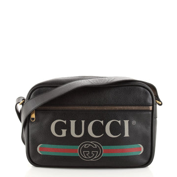 Gucci Logo Shoulder Bag Printed Leather