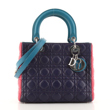 Christian Dior Tricolor Lady Dior Bag Cannage Quilt Leather Medium