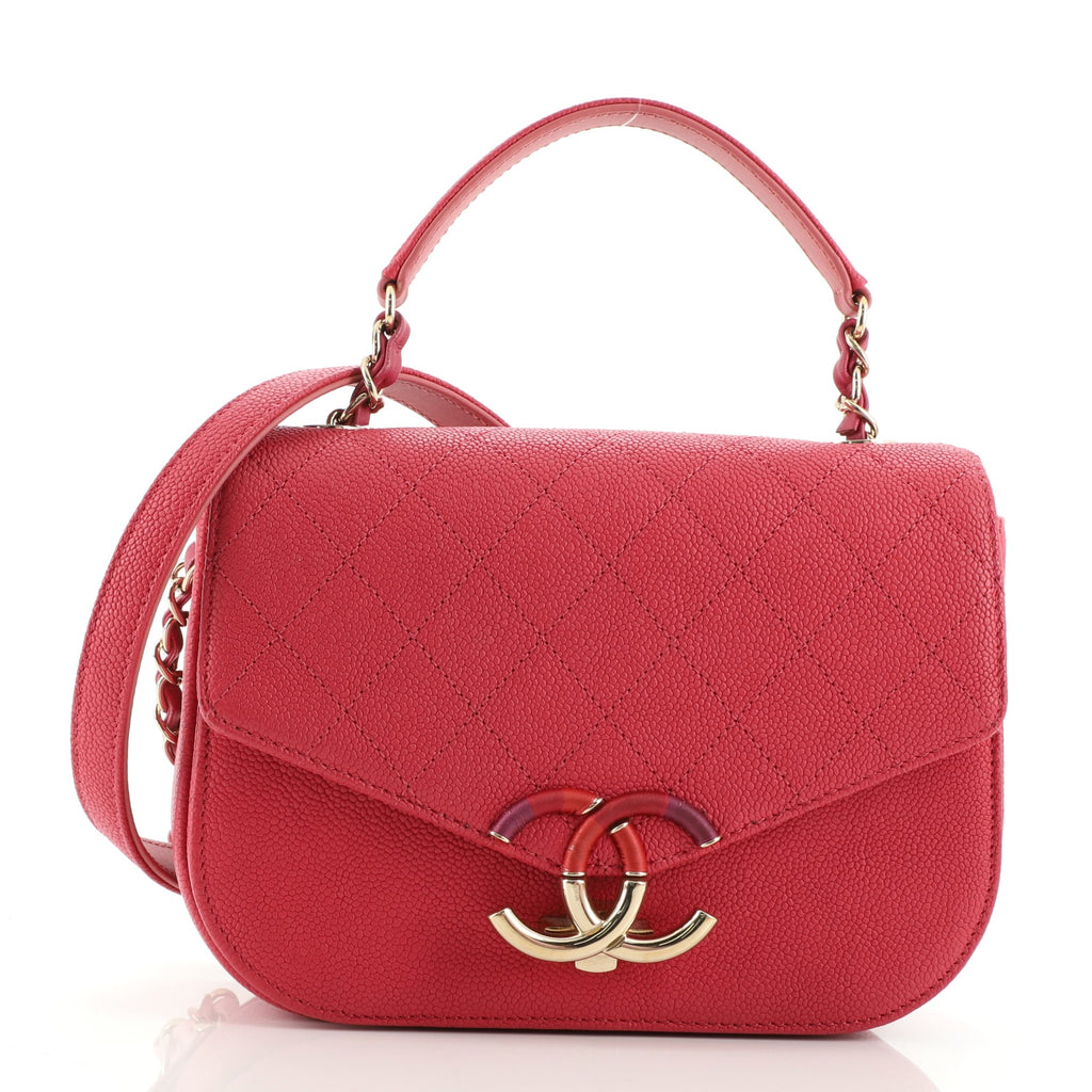 Chanel Thread Around Flap Bag Quilted Caviar Small Pink 113338142
