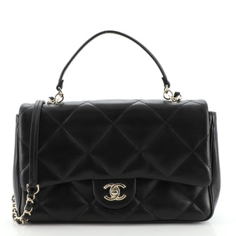 Chanel Top Handle Flap Bag Quilted Lambskin Small