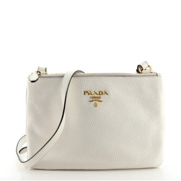 Prada Double Zip Crossbody Bag Vitello Daino Small