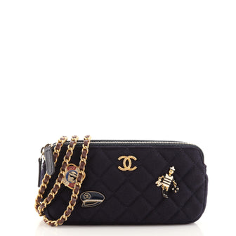 Chanel Paris-Hamburg Double Zip Clutch with Chain Quilted Wool