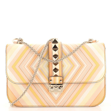 Valentino 1975 Glam Lock Shoulder Bag Striped Leather Medium