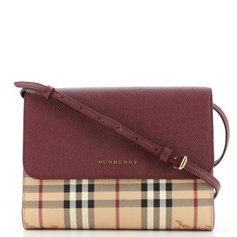 Burberry Loxley Crossbody Bag Haymarket Coated Canvas and Leather Small