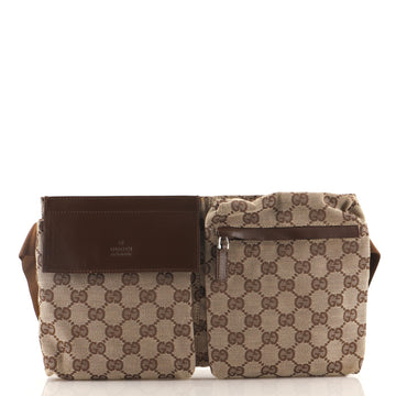 Gucci Vintage Double Belt Bag GG Canvas