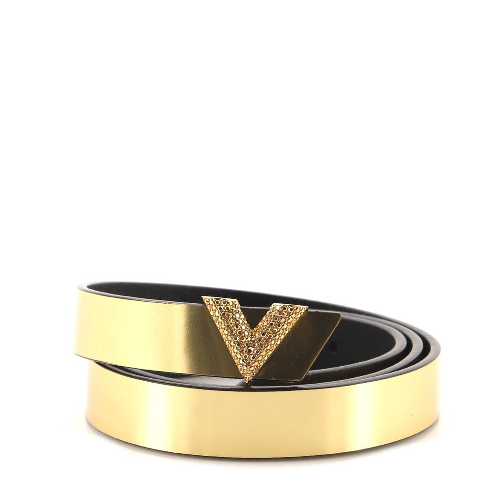 Louis Vuitton Essential V Belt Leather with Crystals Gold 11344217