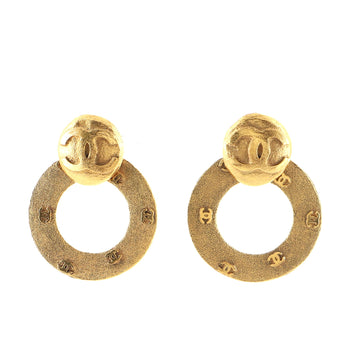 Chanel CC Detachable Drop Hoop Clip-On Earring Earrings Metal