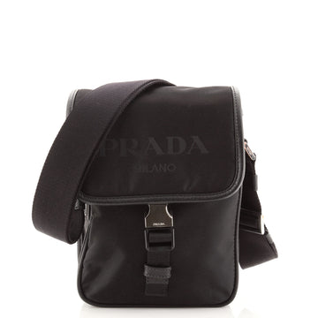 Prada Logo Flap Messenger Tessuto Mini