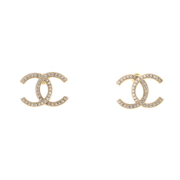 Chanel CC Stud Earrings Metal with Crystals