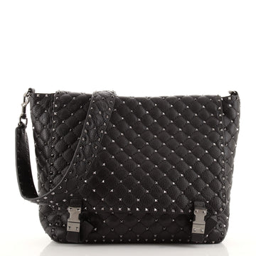 Valentino Rockstud Spike Buckle Messenger Bag Leather Large