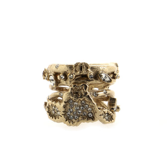 Chanel CC Leaf Wrap Ring Metal with Crystals