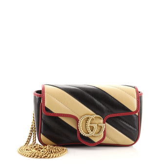 Gucci GG Marmont Flap Bag Diagonal Quilted Leather Super Mini