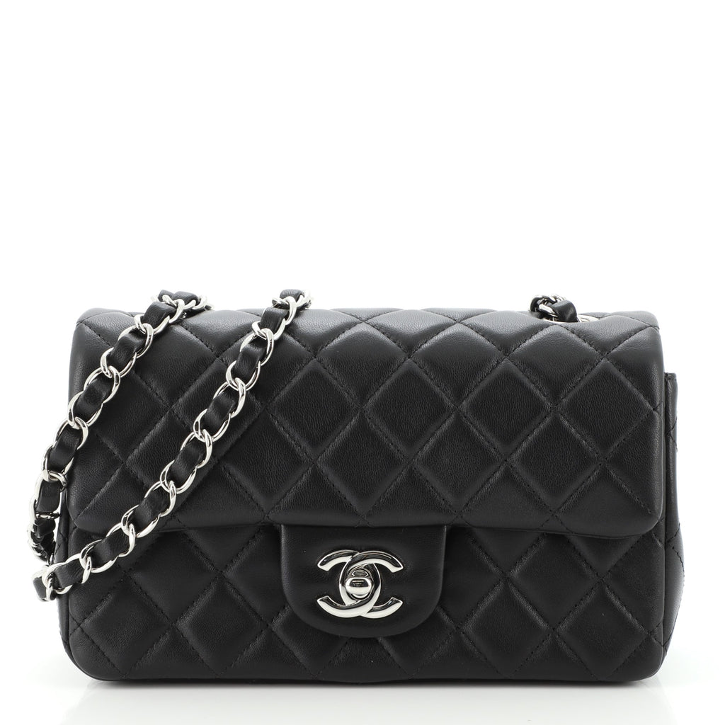 Chanel Classic Single Flap Bag Quilted Lambskin Mini Black 1134521