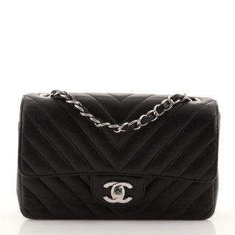 Chanel Classic Single Flap Bag Chevron Caviar Mini