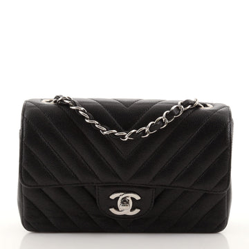 Chanel Classic Single Flap Bag Chevron Caviar Mini