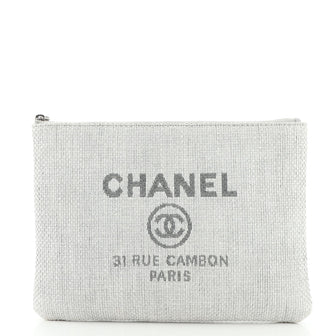 Chanel Deauville Pouch Raffia Medium