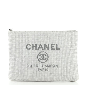 Chanel Deauville Pouch Raffia Medium