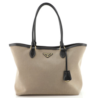 Prada Open Tote Canvas with Leather Medium
