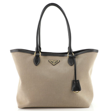 Prada Open Tote Canvas with Leather Medium