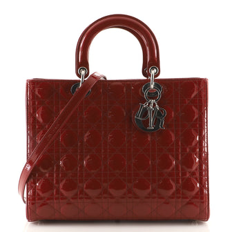 Christian Dior Lady Dior Bag Cannage Quilt Patent Large
