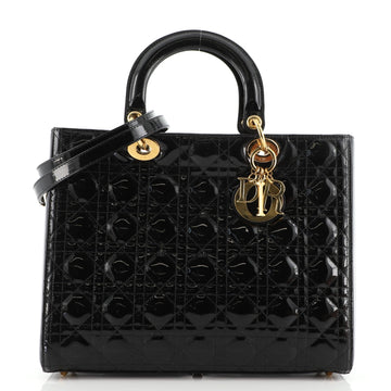 Christian Dior Lady Dior Bag Cannage Quilt Patent Large
