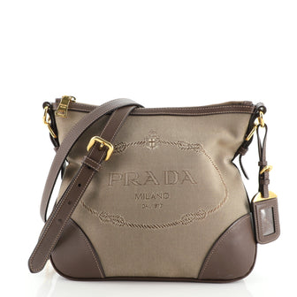Prada Logo Crossbody Bag Canvas Small