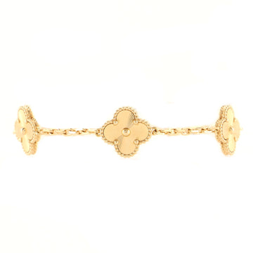 Van Cleef & Arpels Vintage Alhambra 5 Motifs Bracelet Guilloche 18K Yellow Gold