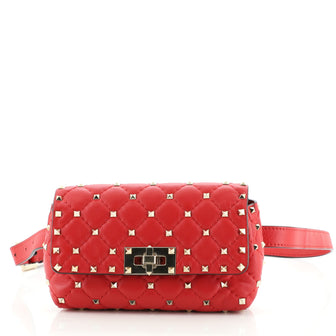 Valentino Rockstud Spike Turnlock Belt Bag Quilted Leather