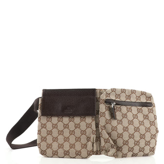 Gucci Vintage Double Belt Bag GG Canvas