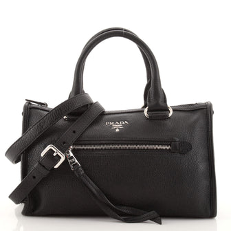 Prada Front Zip Convertible Satchel Vitello Phenix Small