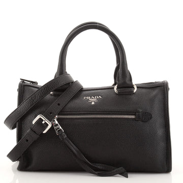 Prada Front Zip Convertible Satchel Vitello Phenix Small