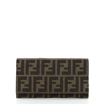 Fendi Continental Flap Wallet Zucca Canvas with Leather Long