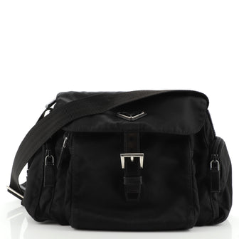 Prada Side Pocket Flap Messenger Bag Tessuto Small