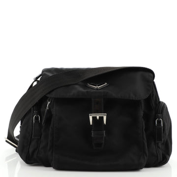 Prada Side Pocket Flap Messenger Bag Tessuto Small