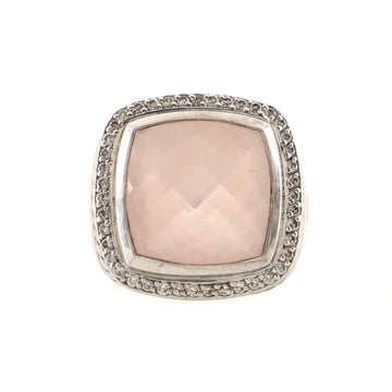 David Yurman Albion Ring Sterling Silver with Rose Quartz and Diamonds