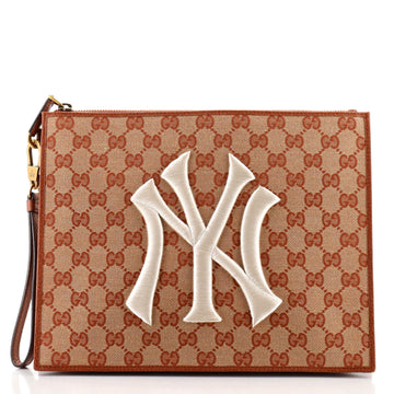 Gucci MLB Zip Pouch GG Canvas with Applique Medium