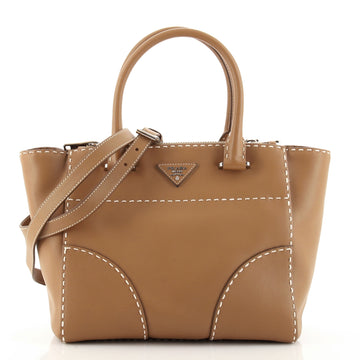 Prada Twin Pocket Tote Stitched City Calf Small