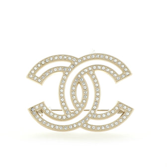 Chanel CC Cut-Out Brooch Metal with Crystals