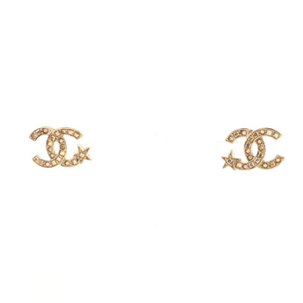 Chanel CC Starfall Stud Earrings Metal and Crystals