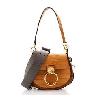 Chloe Tess Bag Crocodile Embossed Leather Small