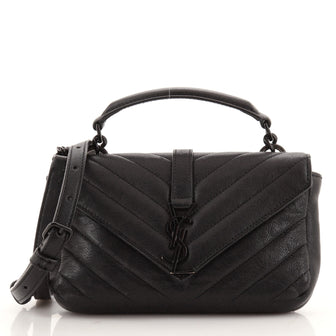 Saint Laurent Classic Monogram College Chain Wallet Matelasse Chevron Leather