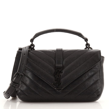 Saint Laurent Classic Monogram College Chain Wallet Matelasse Chevron Leather