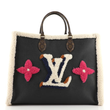 Louis Vuitton OnTheGo Tote Leather and Monogram Teddy Shearling GM