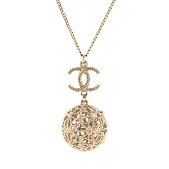 Chanel CC Floral Ball Pendant Necklace Metal